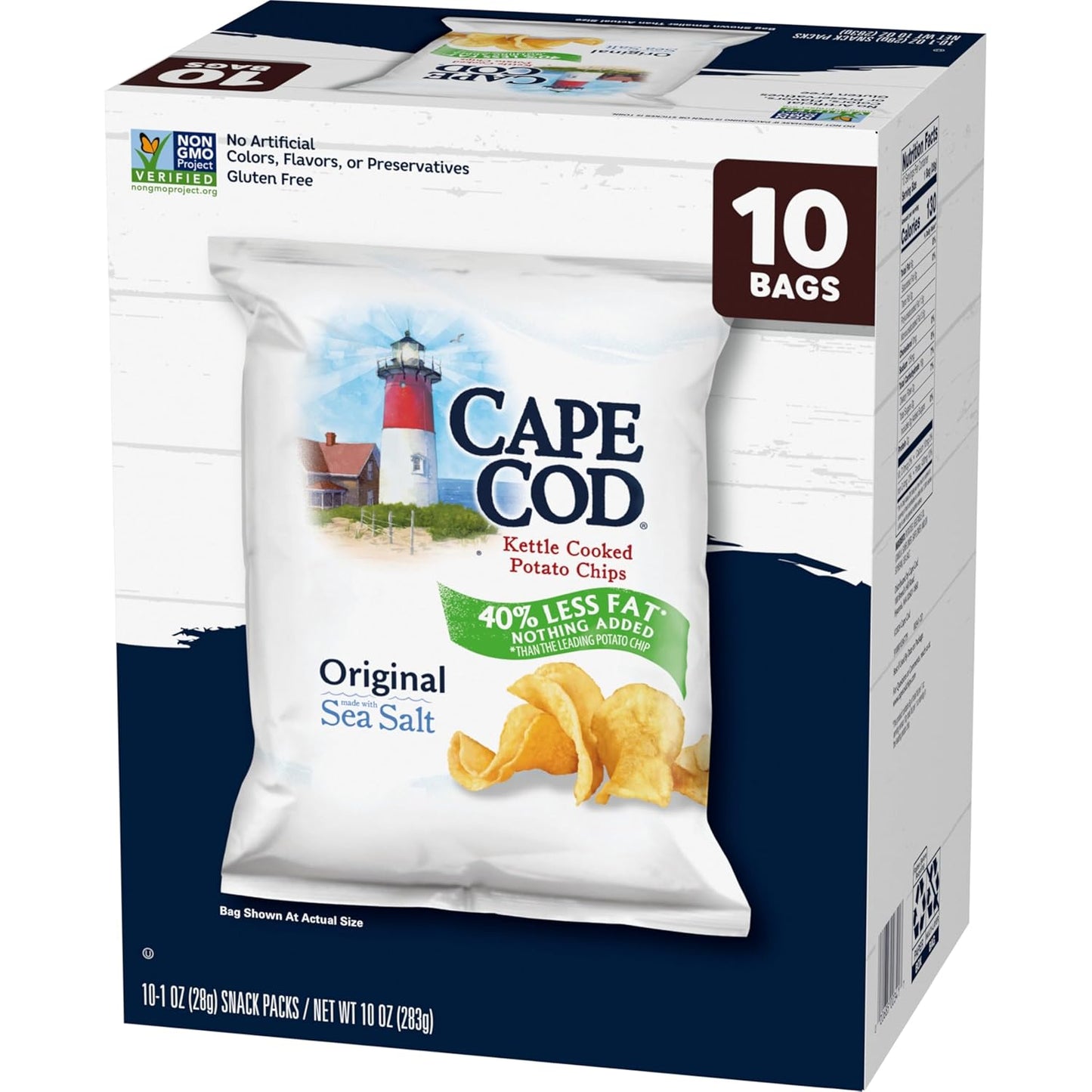 Potato Chips, Less Fat Original Kettle Chips, 1 Oz Snack Bags, 10 Ct