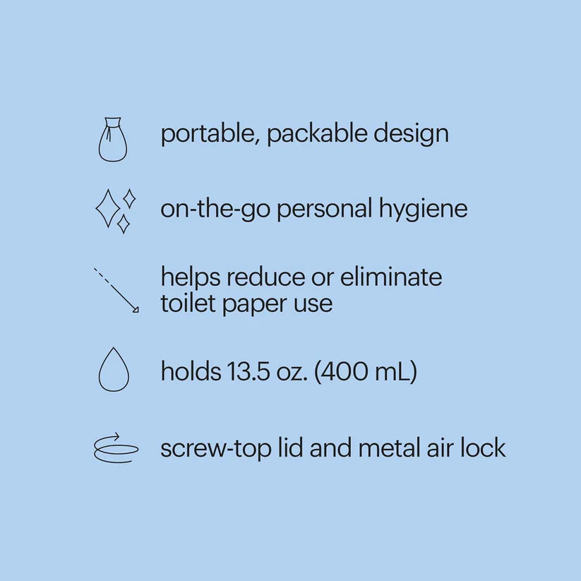 Gospa Travel Bidet GS-70 Easy-To-Use Portable Bidet with Convenient Nozzle Storage, Travel Bag, 400 Ml Capacity, and Angled Nozzle Spray