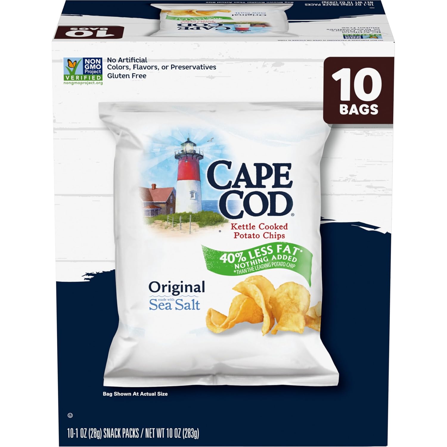 Potato Chips, Less Fat Original Kettle Chips, 1 Oz Snack Bags, 10 Ct