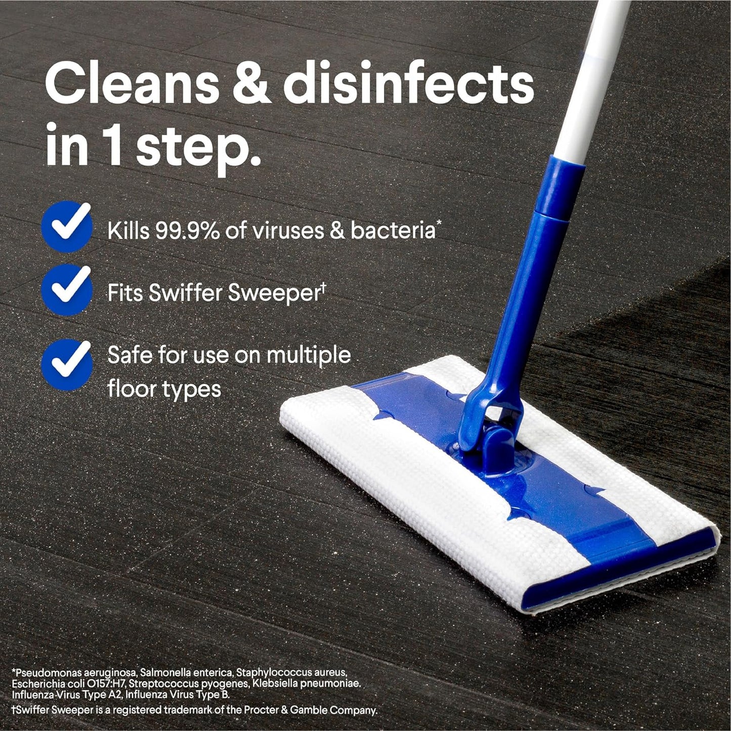 Scentiva Disinfecting Wet Mop Pad, Disposable Heads, Multi-Surface Floor Wipes, Lavender and Jasmine, 2 Packs, 24 Refills per Pack (Package May Vary)
