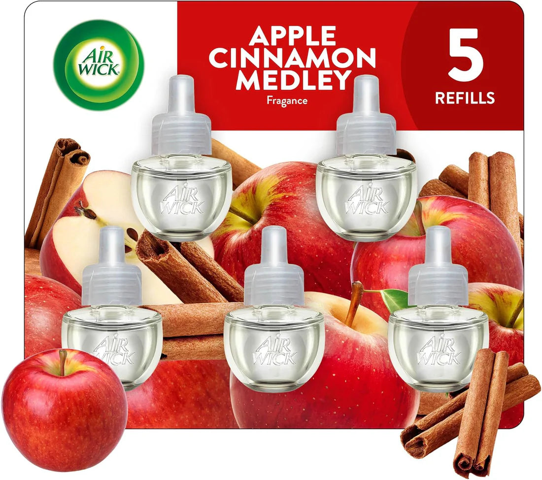 Plug in Scented Oil Refill, Apple Cinnamon Medley, 5Ct, Air Freshener, Essential Oils