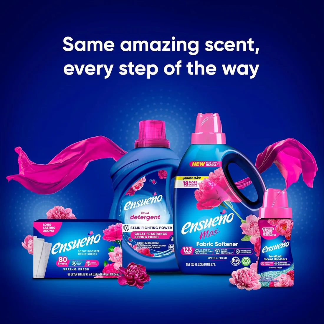 Max Liquid Fabric Softener - Spring Fresh Scent - 125 Fl Oz - Color-Safe Fabric Softener Liquid - Softens 123 Loads - Reduces Wrinkles & Static