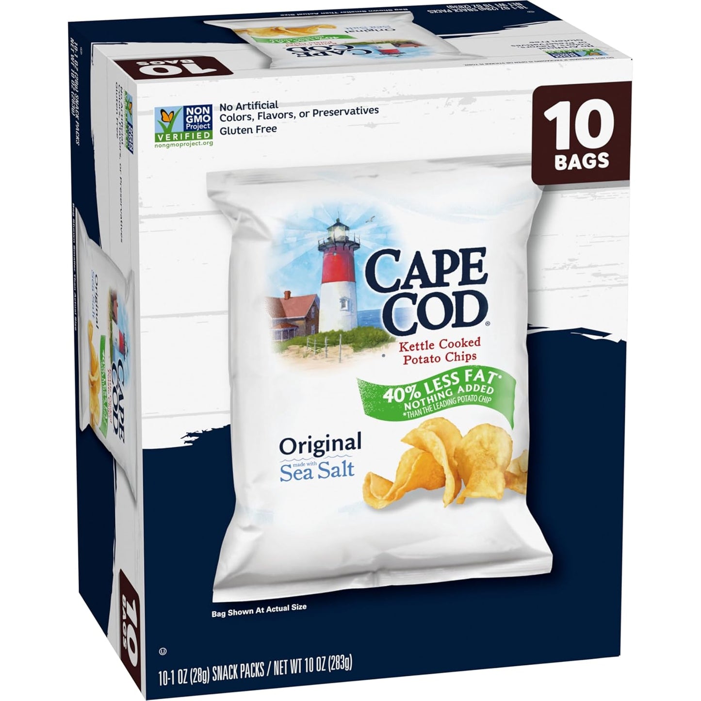 Potato Chips, Less Fat Original Kettle Chips, 1 Oz Snack Bags, 10 Ct